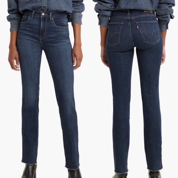 Levi’s 724 High Rise Straight Leg Raw Hem Jeans - Picture 1 of 13